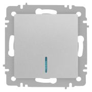 Выключатель Intro Accent 6-102-03 с подсветкой, 10А-250В, IP20, СУ, AL/CU, алюминий