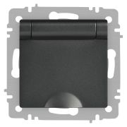 Розетка Intro Accent 6-203-07 2P+E Schuko с крышкой, 16А-250В, IP20, СУ, AL/CU, графит