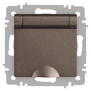 Розетка Intro Accent 6-203-08 2P+E Schuko с крышкой, 16А-250В, IP20, СУ, AL/CU, Accent, бронза