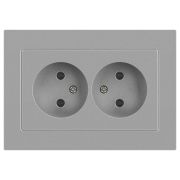 Розетка Intro Accent 6-204-03 2х2P, 16А-250В, IP20, СУ, AL/CU, алюминий