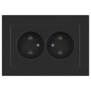 Розетка Intro Accent 6-204-07 , 2х2P, 16А-250В, IP20, СУ, AL/CU, графит
