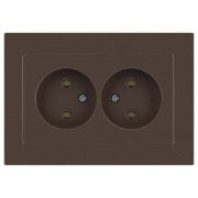 Розетка Intro Accent 6-204-08 2х2P, 16А-250В, IP20, СУ, AL/CU, бронза