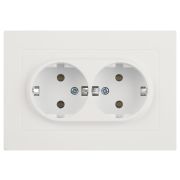 Розетка Intro Accent 6-205-01М 2X2P+E Schuko, 16А-250В, IP20, СУ, AL/CU, белый матовый