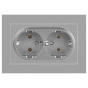 Розетка Intro Accent 6-205-03 2X2P+E Schuko, 16А-250В, IP20, СУ, AL/CU, алюминий