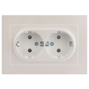 Розетка Intro Accent 6-205-06 , 2X2P+E Schuko, 16А-250В, IP20, СУ, AL/CU, перламутр