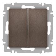 Выключатель Intro Accent 6-104-08 двойной, 10А-250В, IP20, СУ, AL/CU, бронза