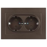 Розетка Intro Accent 6-205-08 2X2P+E Schuko, 16А-250В, IP20, СУ, AL/CU, бронза