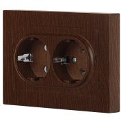 Розетка Intro Accent 6-205-10 , 2X2P+E Schuko, 16А-250В, IP20, СУ, AL/CU, венге