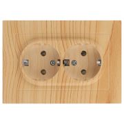 Розетка Intro Accent 6-205-11 2X2P+E Schuko, 16А-250В, IP20, СУ, AL/CU, сосна