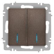 Выключатель Intro Accent 6-105-08 двойной с подсветкой, 10А-250В, IP20, СУ, AL/CU, бронза