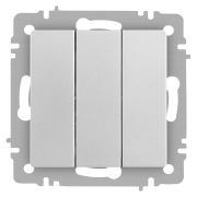 Выключатель Intro Accent 6-106-03 тройной, 10А-250В, IP20, СУ, AL/CU, алюминий