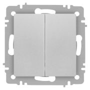 Переключатель Intro Accent 6-107-03 двойной, 10А-250В, IP20, СУ, AL/CU, алюминий
