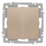 Переключатель Intro Accent 6-107-04 двойной, 10А-250В, IP20, СУ, AL/CU, шампань