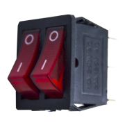 Рокерный выключатель ON-OFF 2-х клавишная красная (16А/250v)(20А/125v) КСD3-604DA1 BRA6C1/50