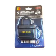 Замок навесной чугун в пластике 50mm, SPARK LUX BL-50 SL-924081-6 резин заглуш замка/личинки 1/12/72