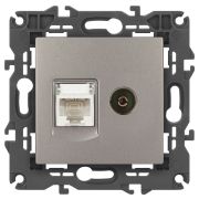 Розетка ЭРА Elegance 14-3110-16 RJ45+TV, титан