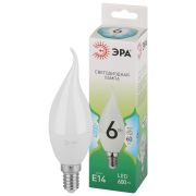 Лампа светодиодная ЭРА GREEN LINE LED BXS-6W-840-E14 GL 6Вт свеча на ветру яркий белый свет E14