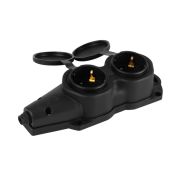 Колодка ЭРА KX-2e-B-IP44 каучуковая с заземлением 2 розетки 16A IP44 черная Россия 1/80