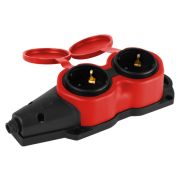 Колодка ЭРА KX-2e-RED-IP44 каучуковая с заземлением 2 розетки 16A IP44 красная Россия 1/80