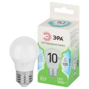 Лампочка светодиодная ЭРА GREEN LINE LED P45-10W-840-E27 GL шар яркий белый свет (10/100)