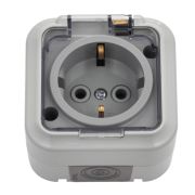 Розетка штепсельная СЗ ОУ с прозрачной крышкой РА16-297(02) IP54 Bylectrica