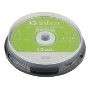 Диски оптические Intro COMPDVDR DVD-R 16X 4,7GB Cakebox комплект 10 штук