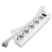 Фильтр-удлинитель «DOMTOK» 5 гн 2USB type-A ПВС 3*1, 10А/2,2кВт, с выкл. с/з белый 5м арт. 2566 1/15