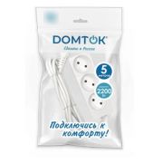 Удлинитель бытовой «DOMTOK» 3 гнезда, ПВС 2*1, 2,2кВт, б/з 5м арт. 2352 1/35