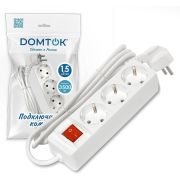 Удлинитель бытовой «DOMTOK» 3 гнезда, ПВС 3*1, 3,5кВт, с/з, выкл. 1,5м арт 2379 1/50