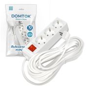 Удлинитель бытовой «DOMTOK» 3 гнезда, ПВС 3*1, 3,5кВт, с/з, выкл.10м арт. 2380 1/25