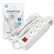 Удлинитель бытовой «DOMTOK» 3 гнезда, ПВС 3*1, 3,5кВт, с/з, выкл. 5м арт. 2382 1/40