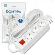 Удлинитель бытовой «DOMTOK» 3 гнезда, ПВС 3*1, 3,5кВт, с/з, выкл. 7м арт. 2383 1/30
