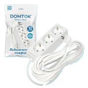 Удлинитель бытовой «DOMTOK» 3 гнезда, ПВС 3*1, 3,5кВт, с/з 10м арт. 2390 1/25