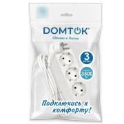 Удлинитель бытовой «DOMTOK» 3 гнезда, ПВС 3*1, 3,5кВт, с/з  3м арт. 2391 1/35