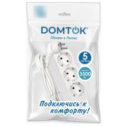 Удлинитель бытовой «DOMTOK» 3 гнезда, ПВС 3*1, 3,5кВт, с/з  5м арт. 2392 1/30