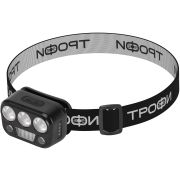 Фонарь налобный светодиодный Трофи GA-105 аккумуляторный 3+3+3 Bт сенсорное управление 5 режимов