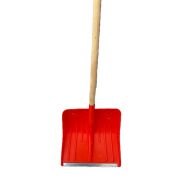 Лопата для уборки снега Высокой прочности 420*420 мм. (пластик оранж.) с черенком, с мет. кромкой