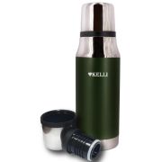 Термос 1,0л из нержавеющей стали KL-0920 Синий, винтовая пробка, сохранение тепла 24ч