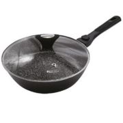 Сковорода с  мраморным покрытием cо съемной ручкой, с крышкой 28 см KL-4073B-28