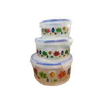 Набор пластиковых контейнеров круглый  «Цветы» ( 3 штуки) HT3223