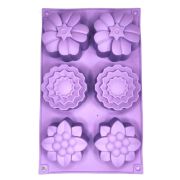 Силиконовая форма для выпечки пироженных  сиреневая 6 цветов 28*17*4 см