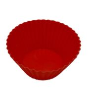 Силиконовая форма для выпечки круглая рифленая для кекса, красная Ø 7,5см, h  см