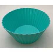 Силиконовая форма для выпечки круглая, рифленая, голубая малая Ø 11см, h 6см