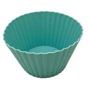 Силиконовая форма для выпечки круглая, голубая, средняя Ø 13см, h 6см