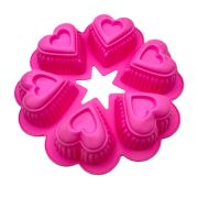 Силиконовая форма для выпечки круглая «Сердечки» Ø 26см, h 5см