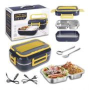 Ланчбокс с подогревом, 3 отсека еды+ложка/вилка, З/У от сети+автоприкуривателя 12V LUNCH BOX DFH-C21