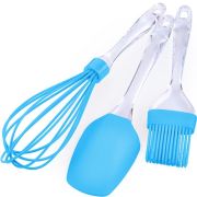 Набор лопатка, кисточка и венчик силиконовые (силикон/прозрачная ручка) Wefun