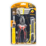 Набор инструментов 4 предмета (отвертка, канц. нож, Г-образные ключи 5шт, плоскогубцы) FAMILY F-17