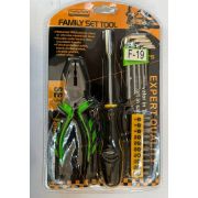 Набор инструментов 4 предмета (отвертка,набор бит, набор Г-образных ключей, плоскогубцы) FAMILY F-19