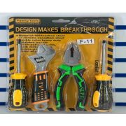Набор инструментов 4 предмата (отвертка+, отвертка -, гаечный ключ, плоскогубцы) F-11